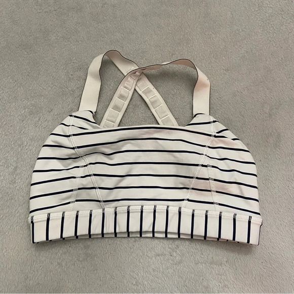 Lululemon Adjust Me Bra Quiet Stripe White Deep Indigo 21227 - Picture 4 of 10